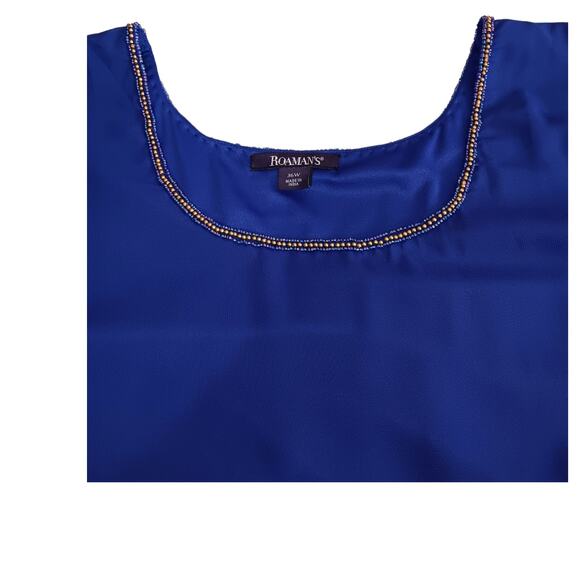 ROAMAN'S Beaded Dressy Blouse Top Cami 36W 4X Royal Blue Career‎ Office Event - Picture 3 of 10